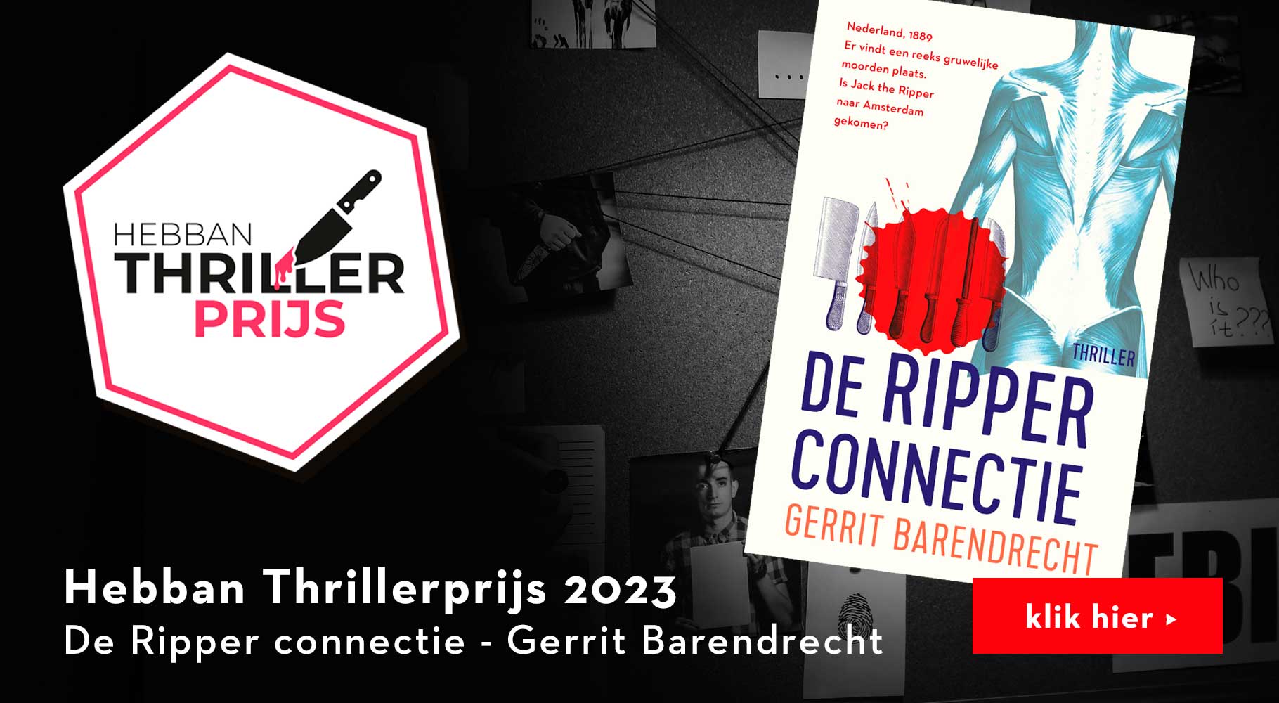 Gerrit Barendrecht wint met 'De Ripper connectie' de Hebban Thrillerprijs 2023
